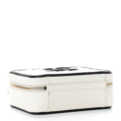 Chanel Caviar Quilted Medium CC Filigree Vanity Case White Black 7 of 23