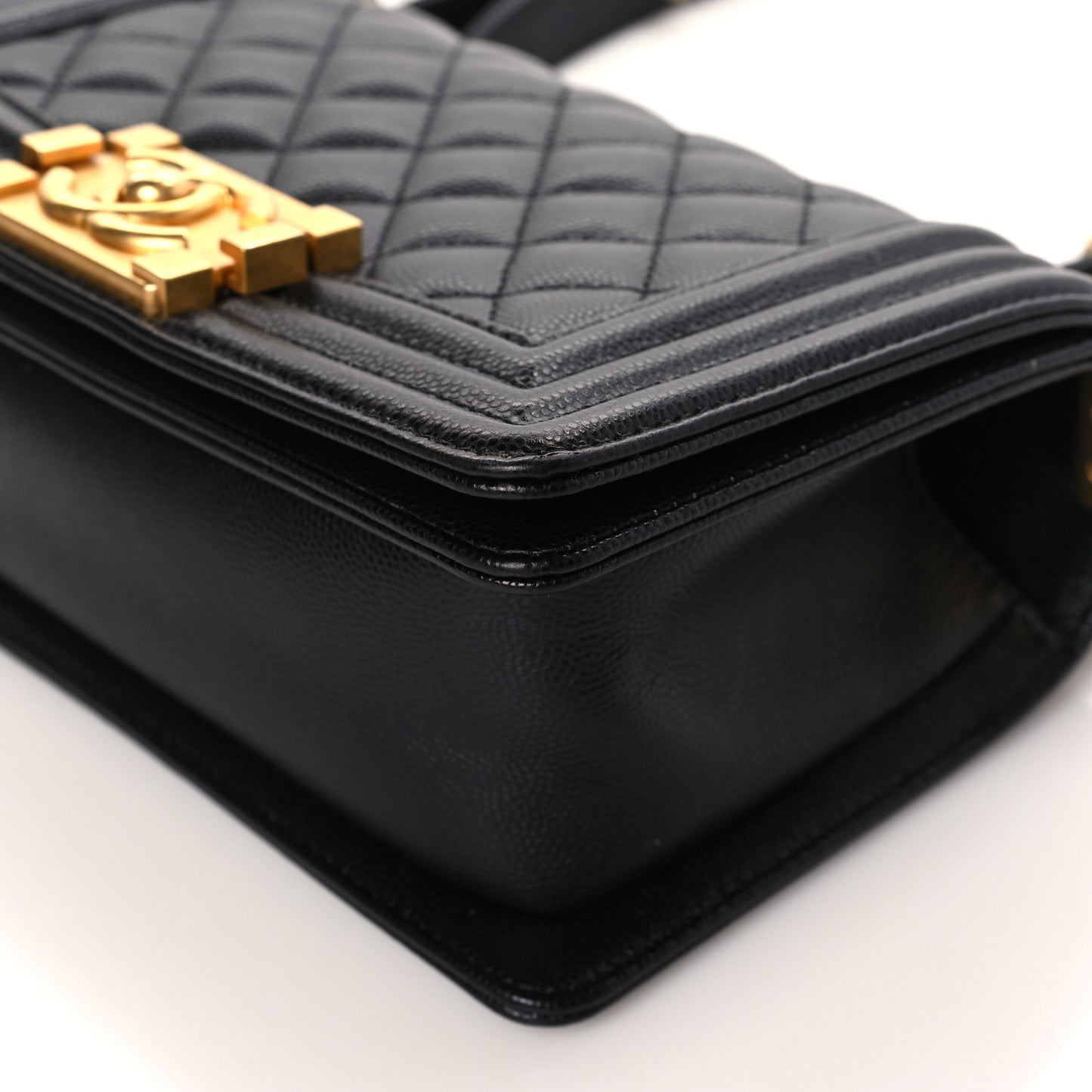 Caviar Quilted Small Boy Flap Black