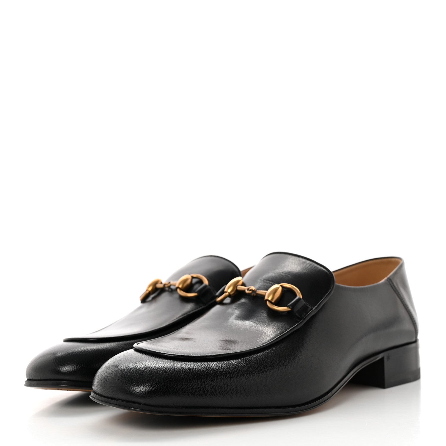 Gucci Goatskin Womens Horsebit Mid-Heel Loafers 38.5 Black 3 of 12