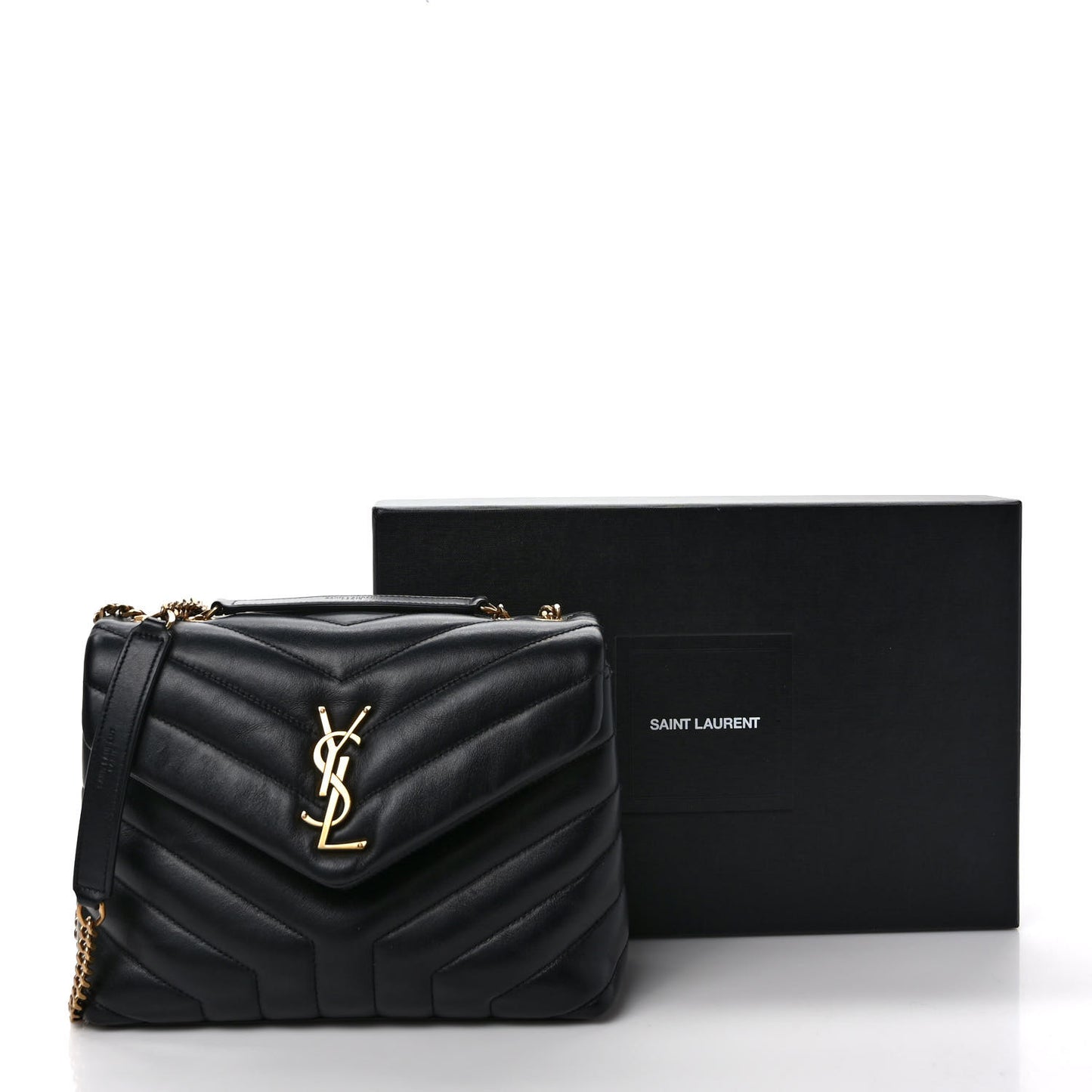 Calfskin Y Quilted Monogram Small Loulou Chain Satchel Black