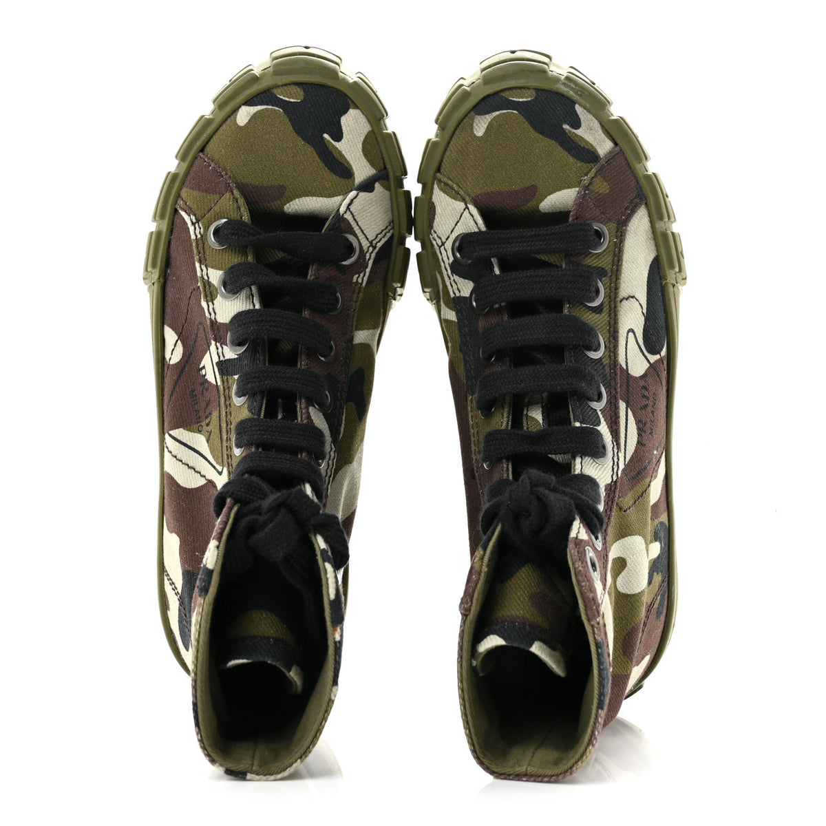 Denim Triangle Logo Camo Sneakers 35 Militare