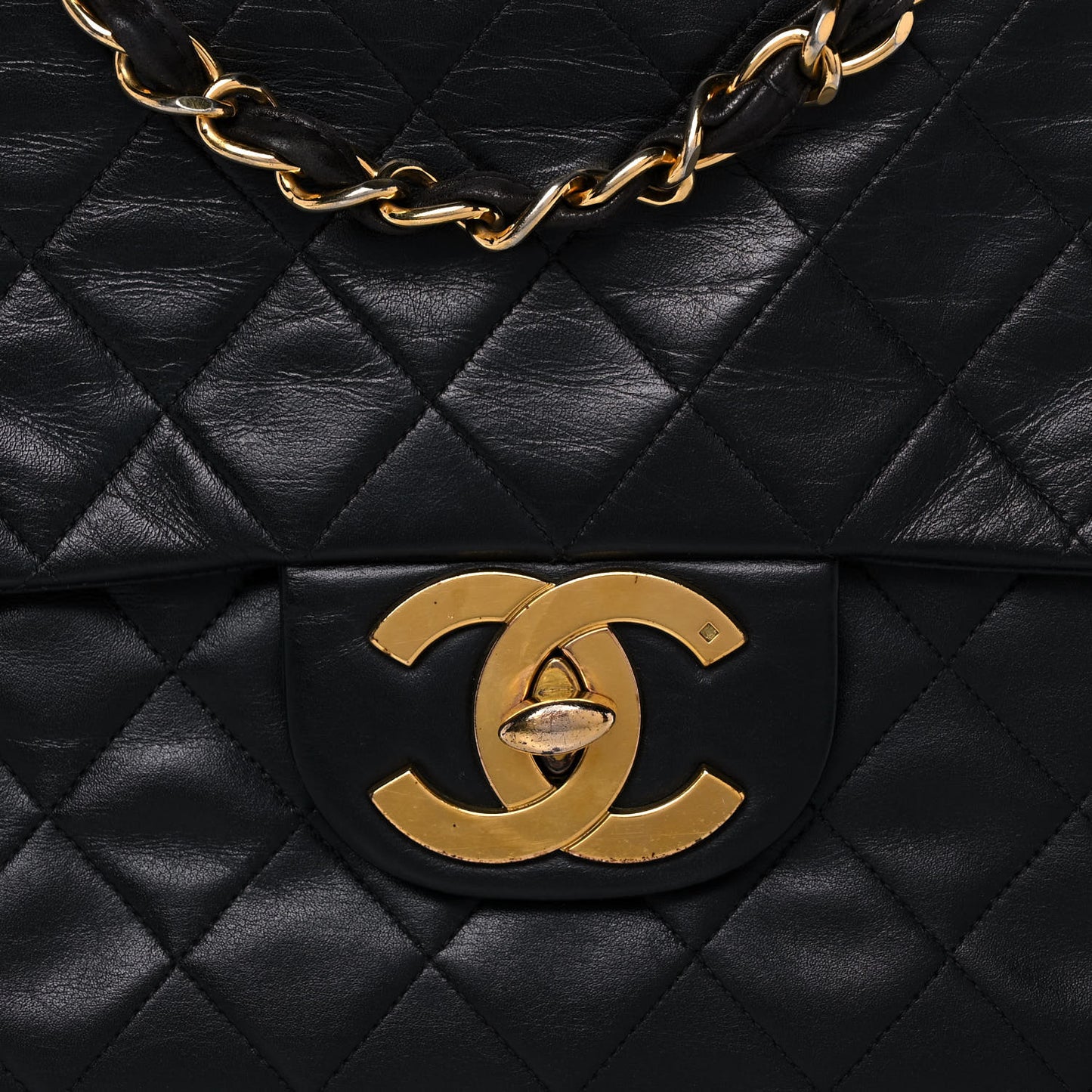 Lambskin Quilted XL Jumbo Single Flap Black