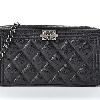 Chanel Caviar Quilted Small Boy Clutch With Chain Black 11 of 14