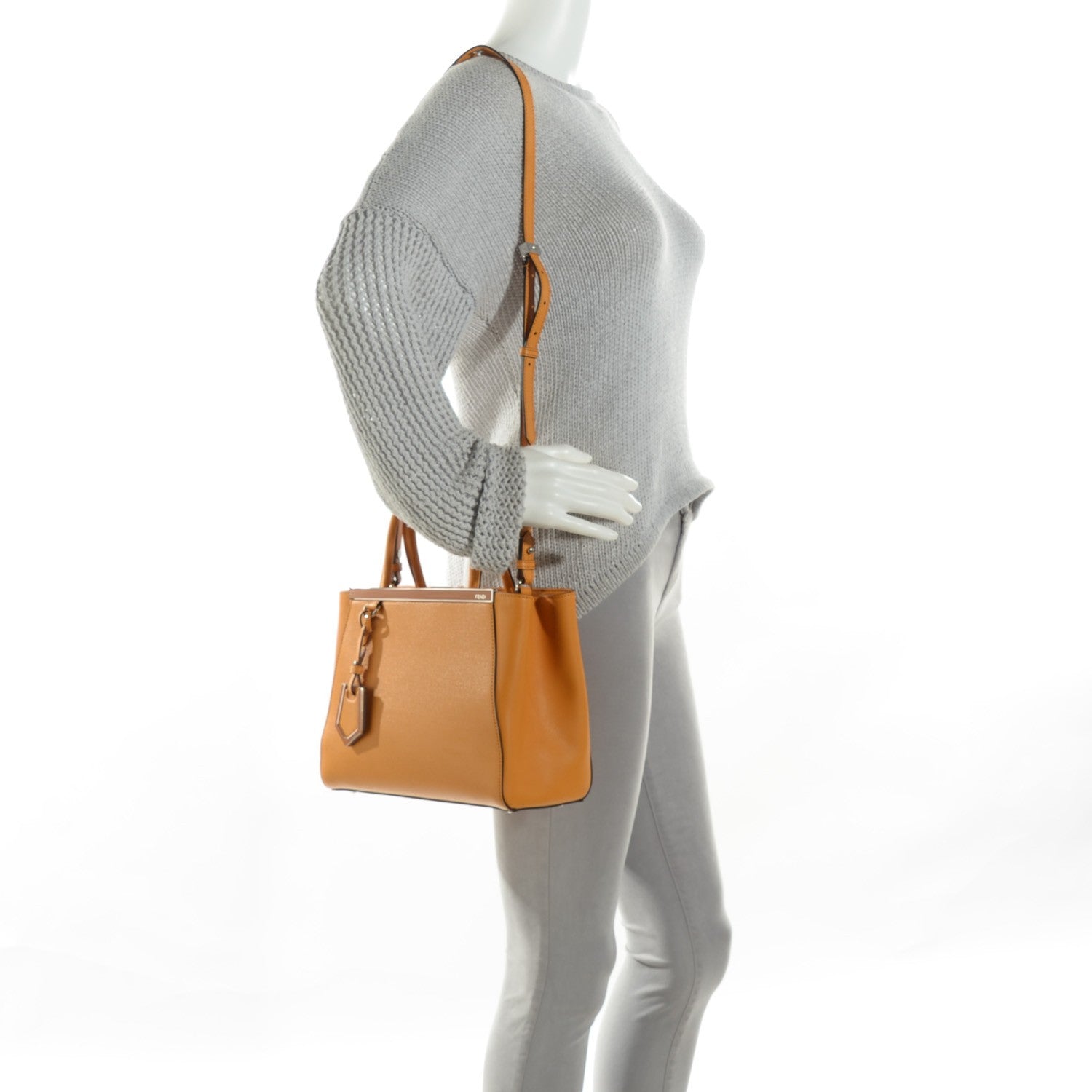 Fendi Vitello Elite Petite 2Jours Tote Miel 2 of 8