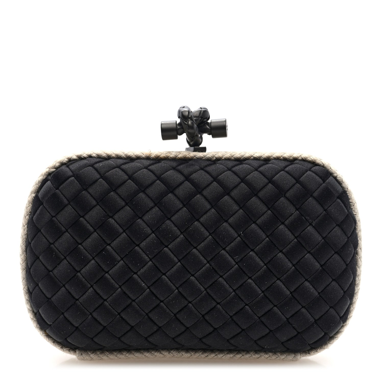 Bottega Veneta Intrecciato Silk Raffia Knot Clutch Black 1 of 8