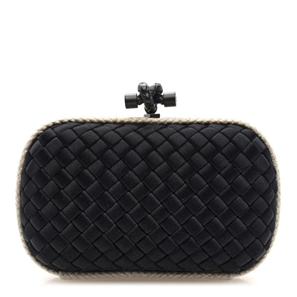 Bottega Veneta Intrecciato Silk Raffia Knot Clutch Black 1 of 8