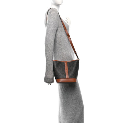 Celine Triomphe Canvas Calfskin Small Bucket Bag Tan 2 of 11