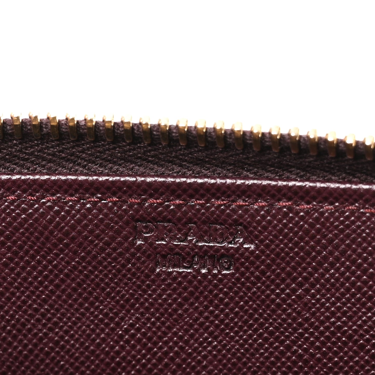 Saffiano Metal Zip Around Wallet Bordeaux