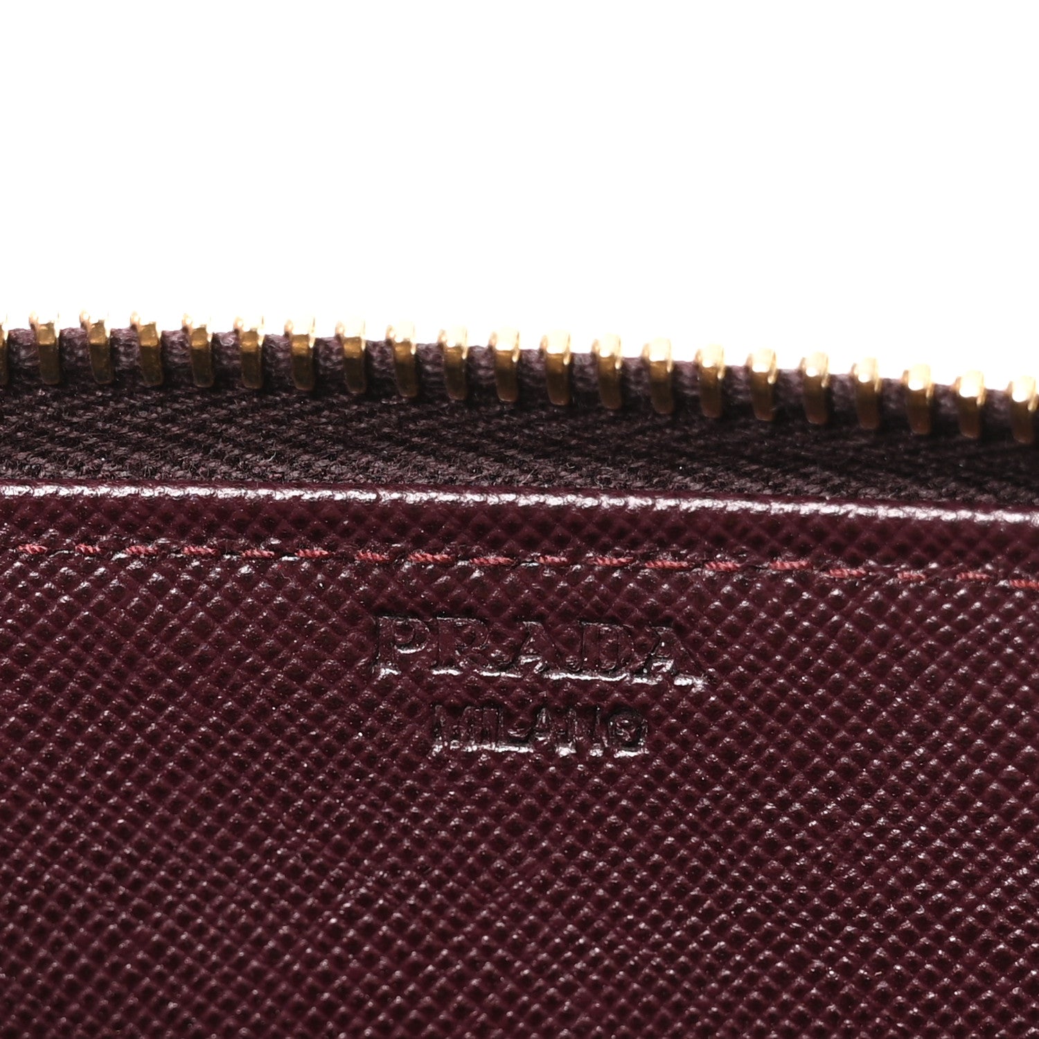Prada Saffiano Metal Zip Around Wallet Bordeaux 6 of 8