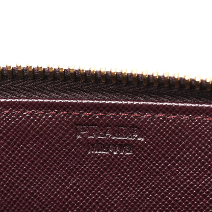 Prada Saffiano Metal Zip Around Wallet Bordeaux 6 of 8