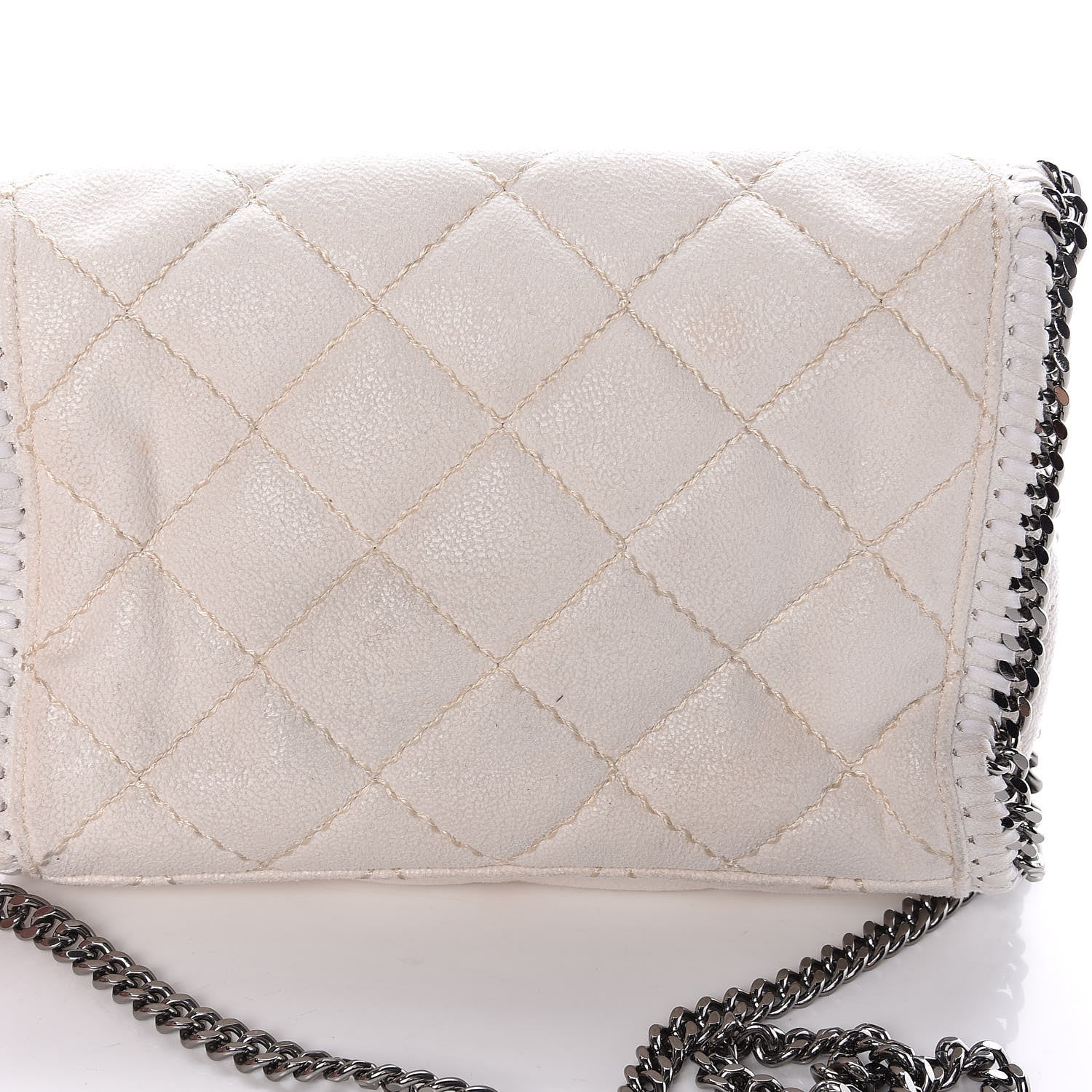 Stella McCartney Shaggy Deer Quilted Mini Falabella Fold Over Tote Chalk 17 of 17