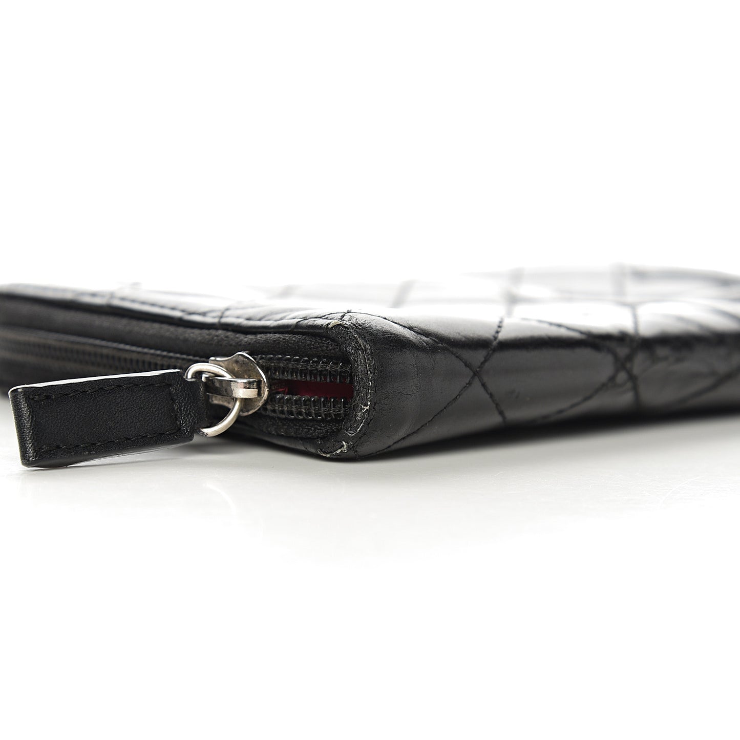 Calfskin Cambon Zip Around Organizer Wallet Black
