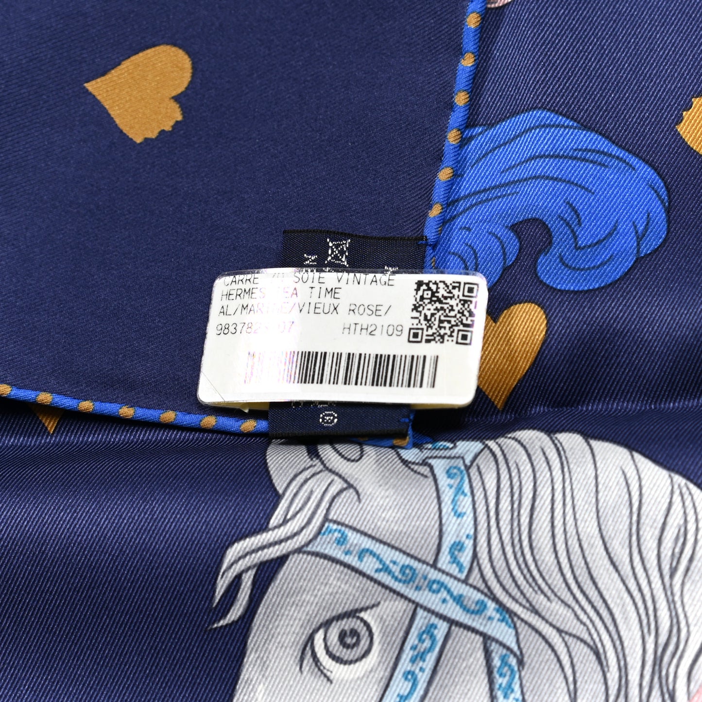 Silk Tea Time Scarf 70 Marine Vieux Rose