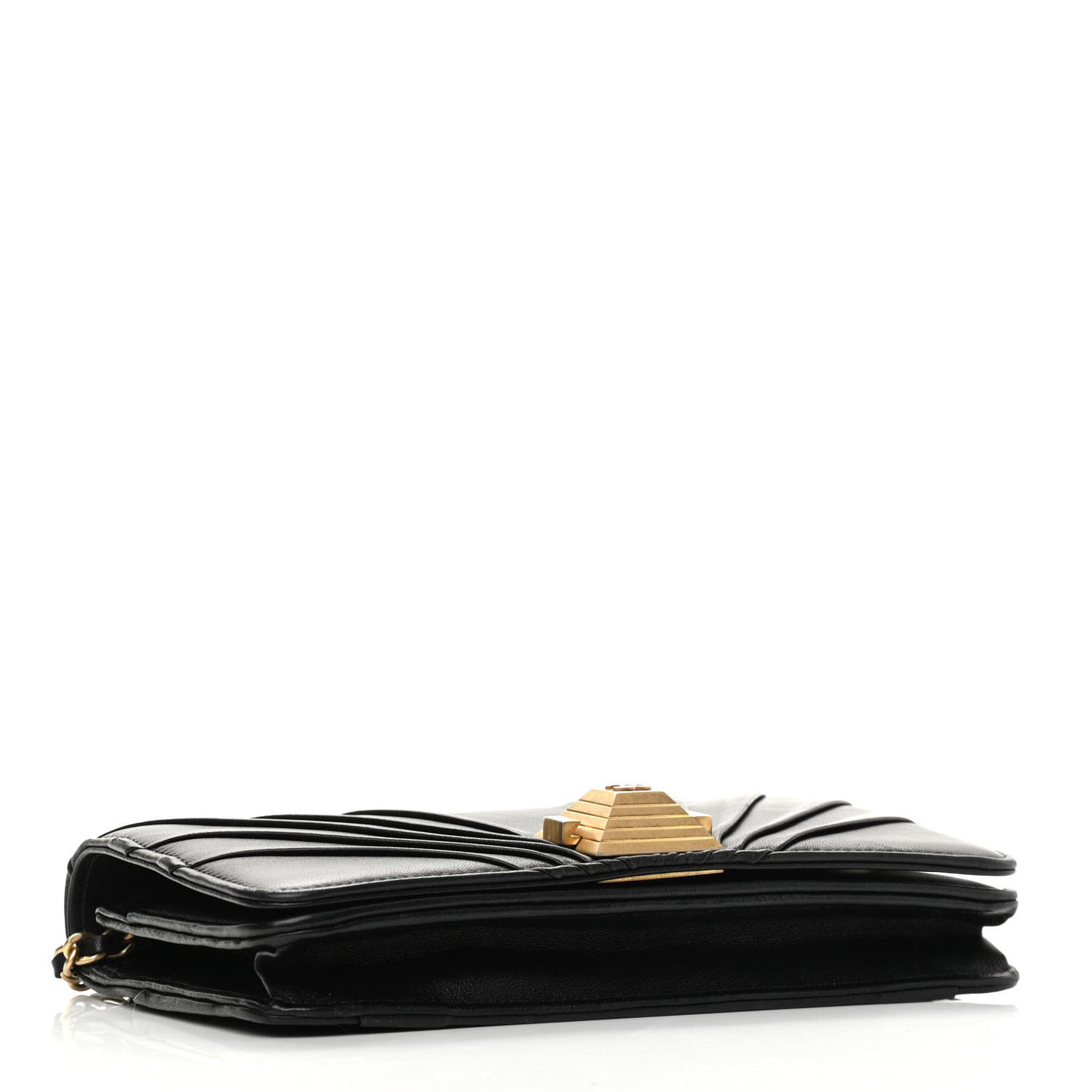Lambskin Pyramid Wallet On Chain WOC Black