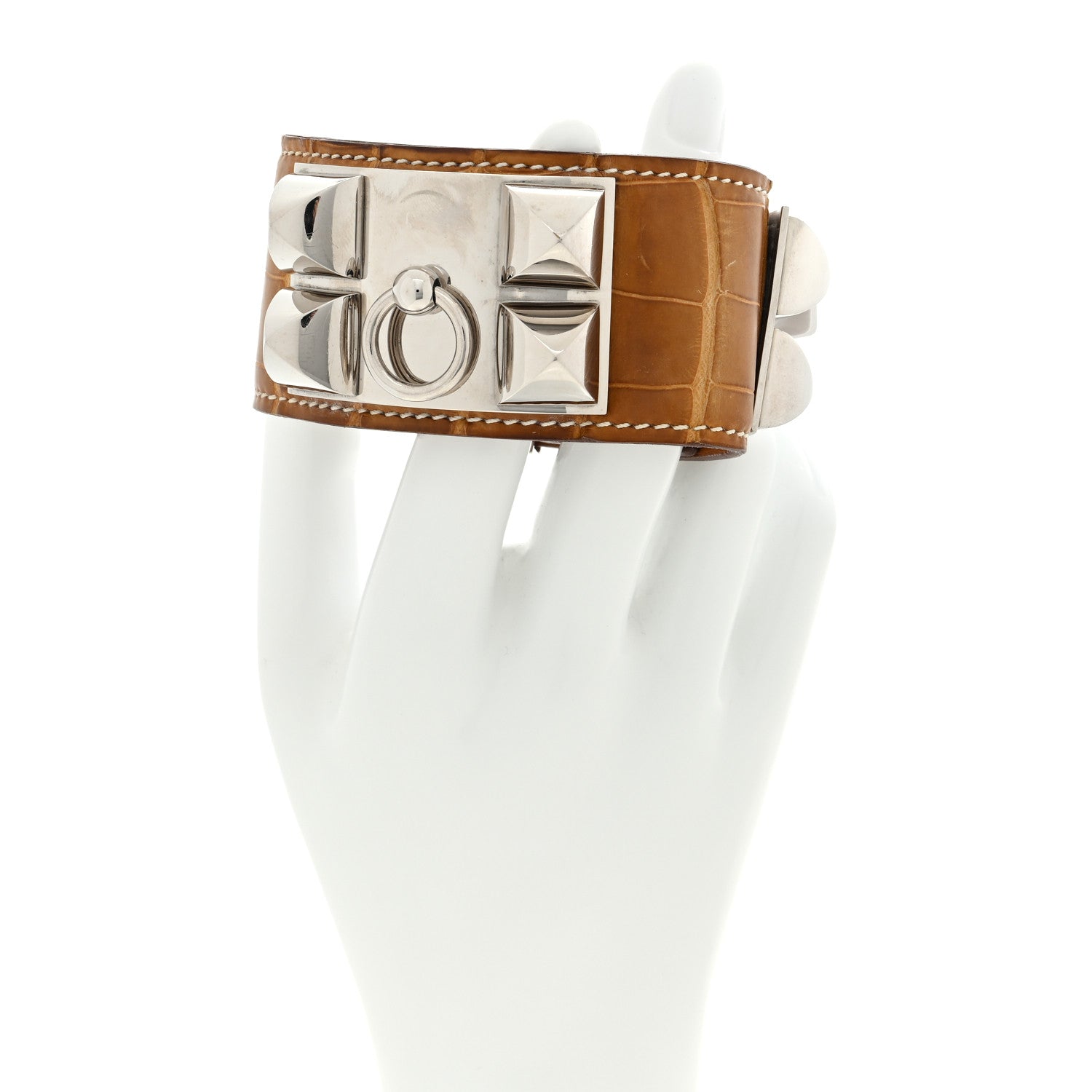 Hermes Matte Alligator Collier De Chien CDC Bracelet S Maize 2 of 5