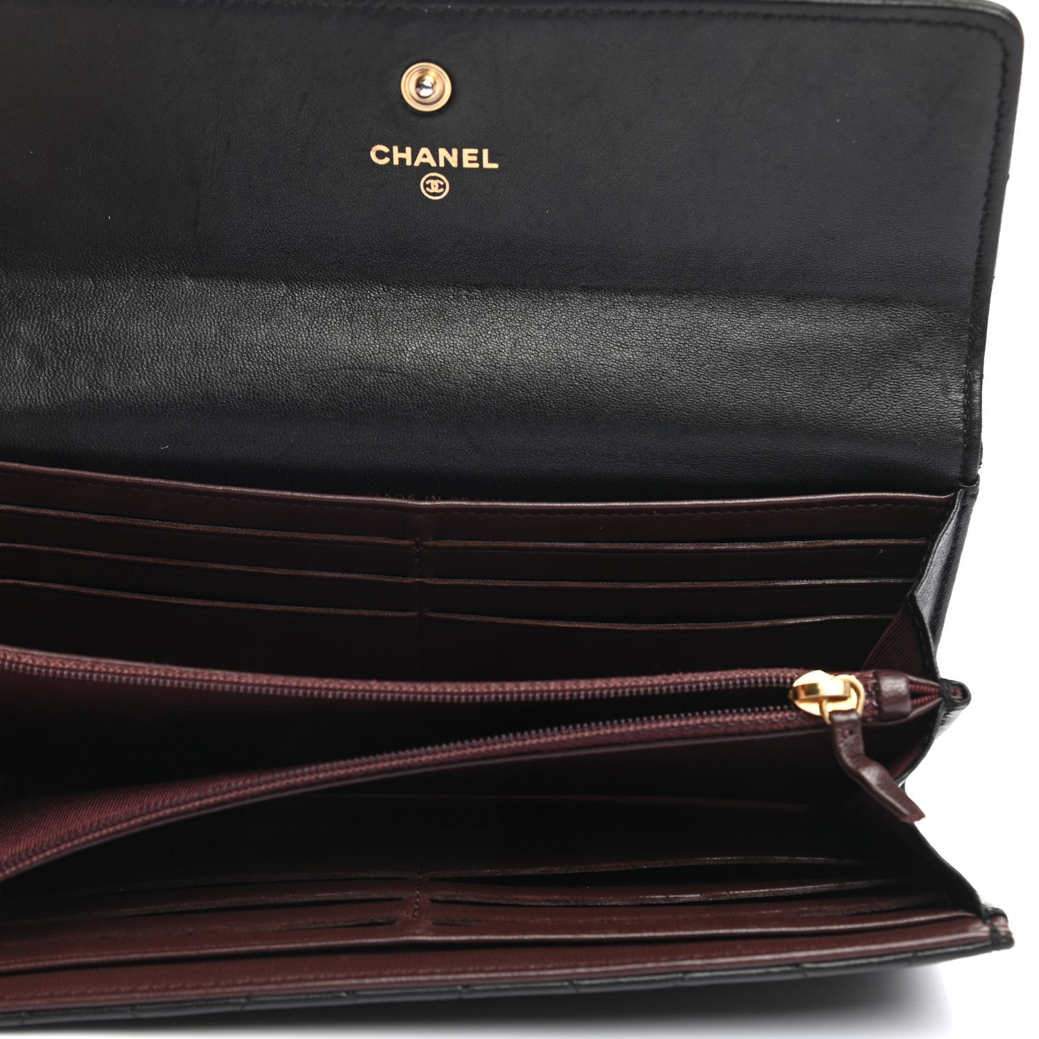 Chanel Lambskin Quilted Large Gusset Flap Wallet Black 5 of 10