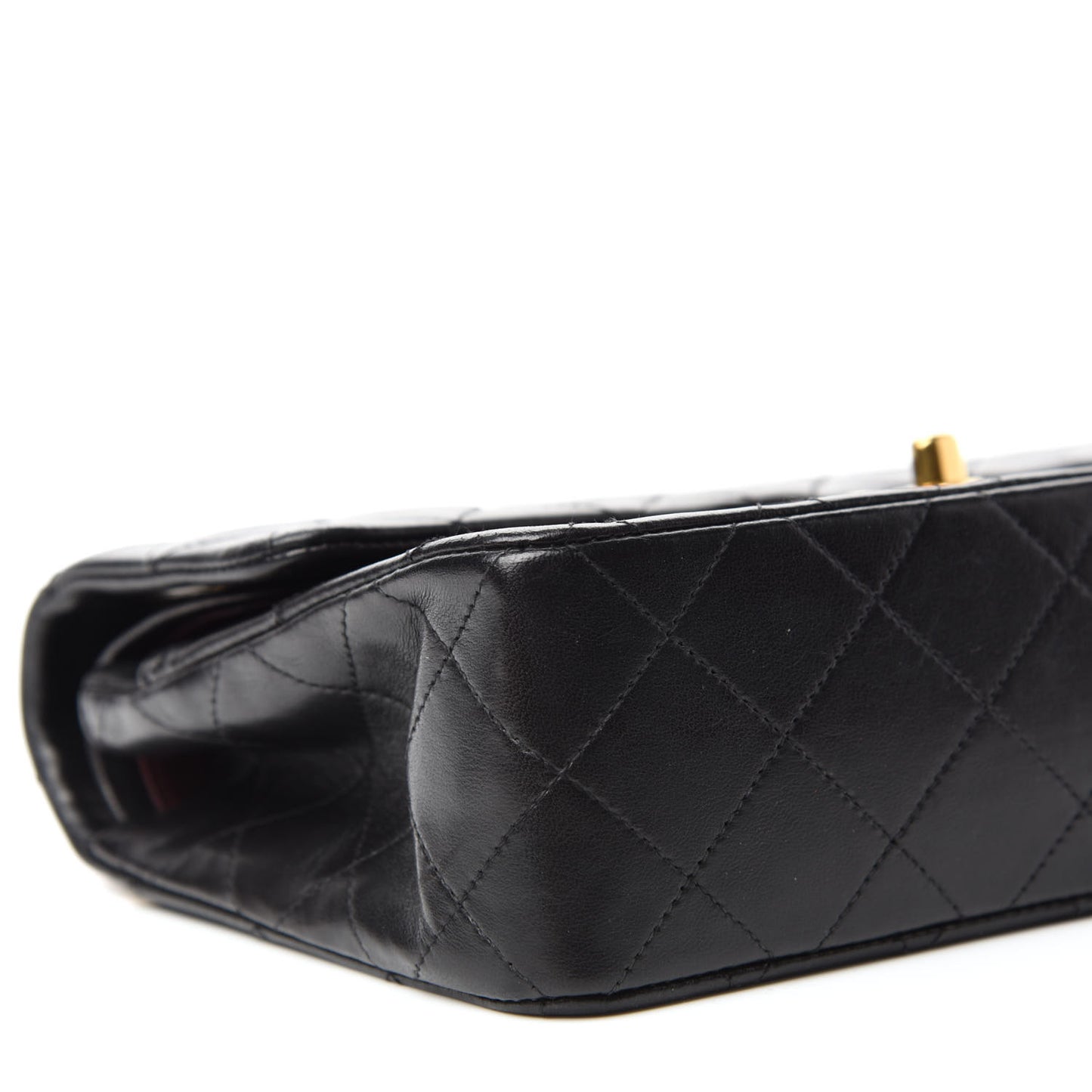 Lambskin Quilted Small Double Flap Black
