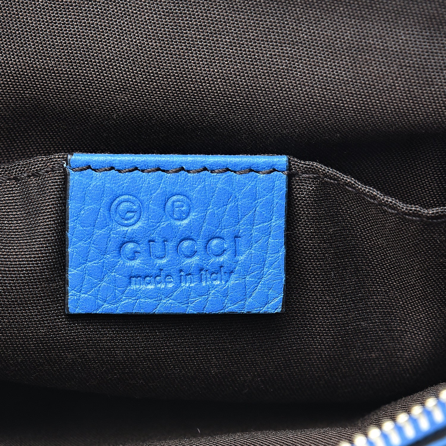 Gucci Pebbled Calfskin Large Bamboo Clutch Blue 5 of 7