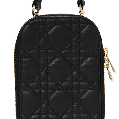 Christian Dior Lambskin Cannage Lady Dior Phone Holder Black 8 of 11