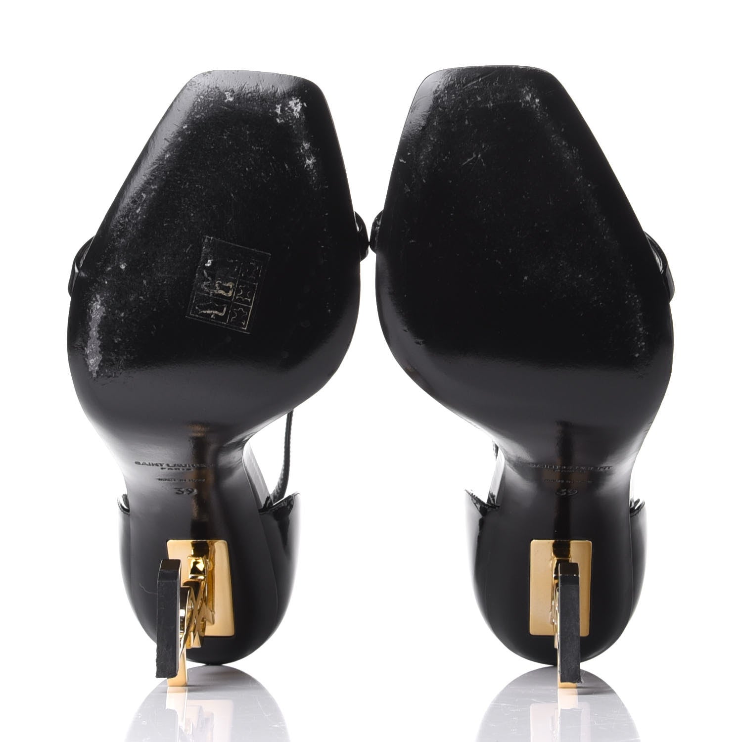 Saint Laurent Patent Calfskin Opyum 110 Sandals 39 Black Gold 7 of 11