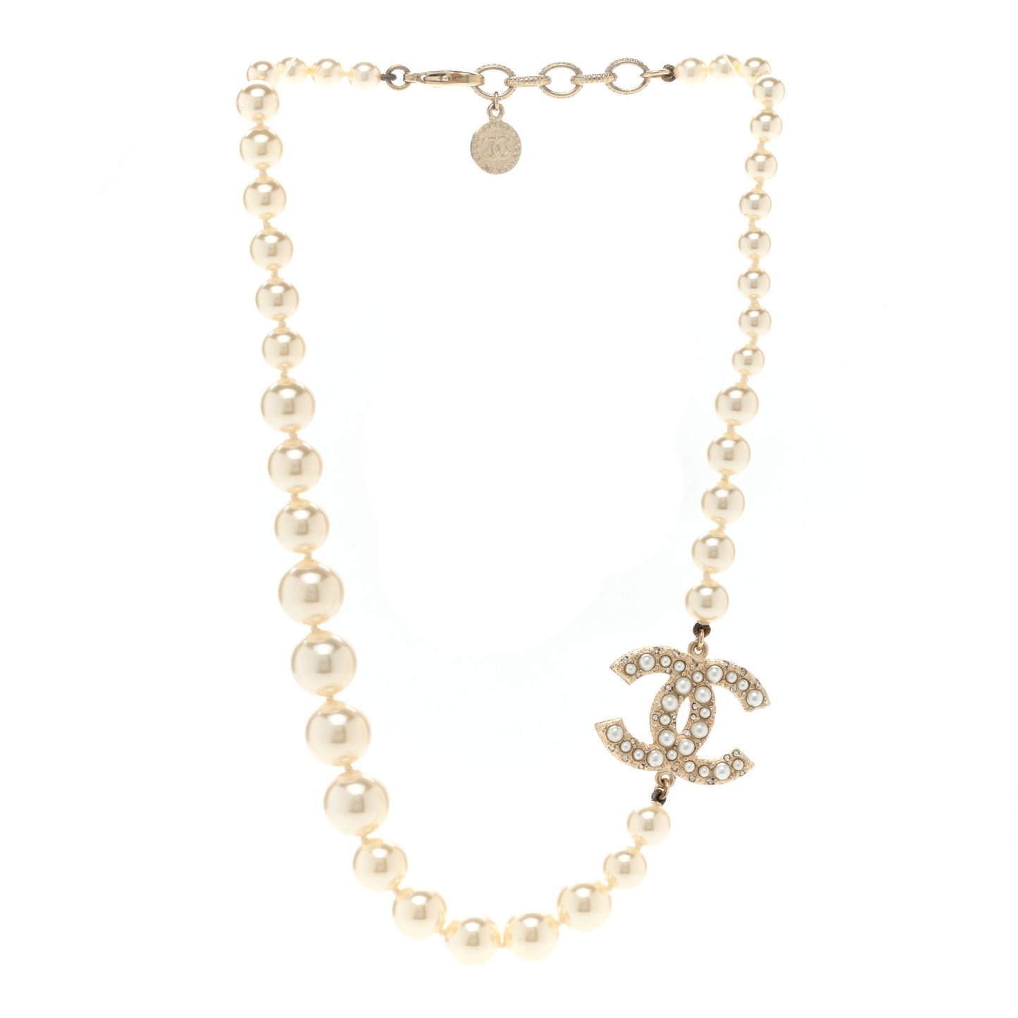 Pearl CC 100th Anniversary Necklace Light Gold