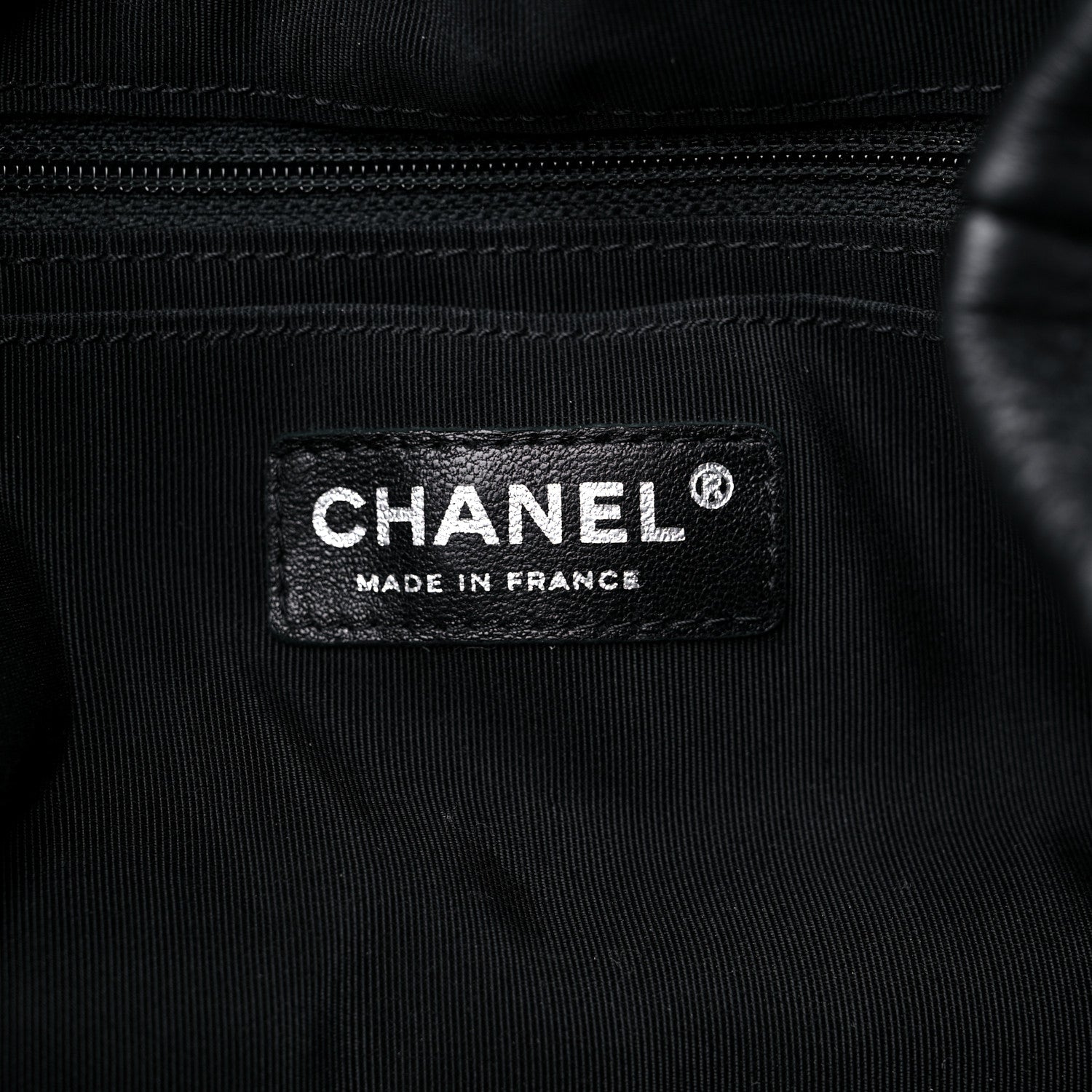 Chanel Deerskin Chevron Large CC Chain Bucket Drawstring Bag Black 6 of 11