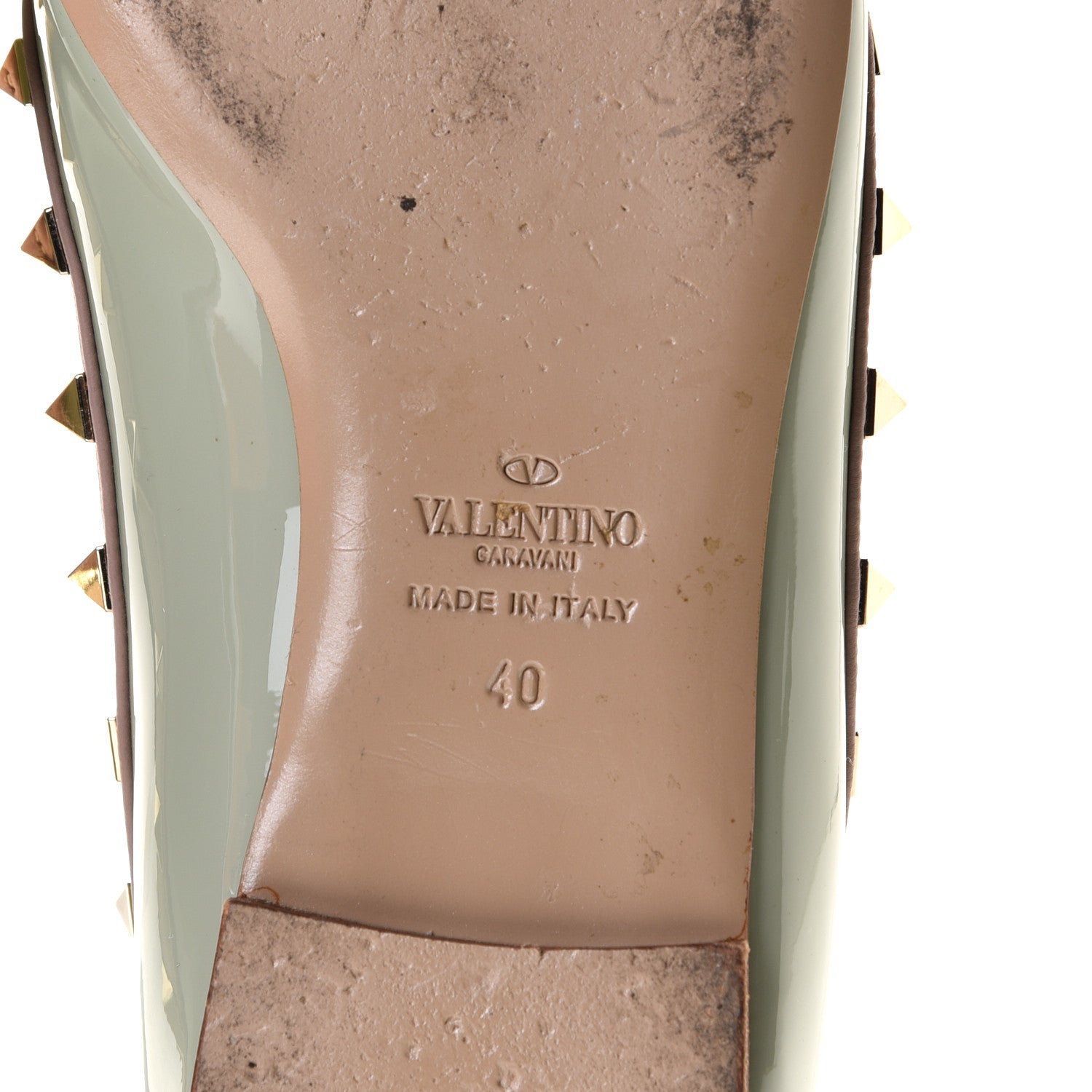 Valentino Garavani Patent Nappa Rockstud Ballerina Flats 40 Green Tea Sorbet Poudre 7 of 13