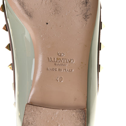 Valentino Garavani Patent Nappa Rockstud Ballerina Flats 40 Green Tea Sorbet Poudre 7 of 13