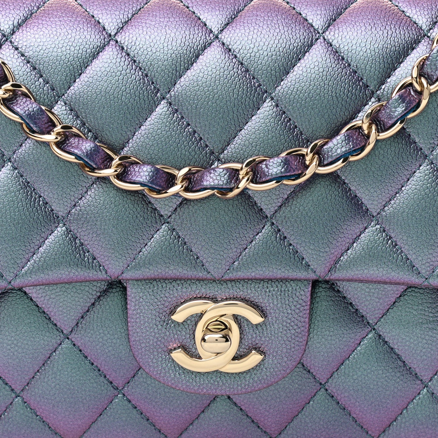 Chanel Iridescent Caviar Quilted Medium Double Flap Dark Blue 8 of 11