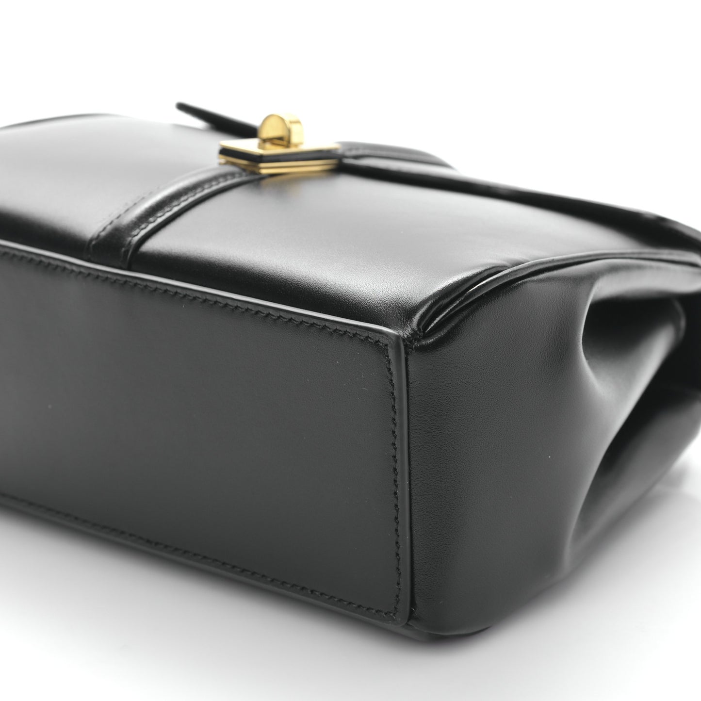 Satinated Calfskin Mini 16 Top Handle Bag Black