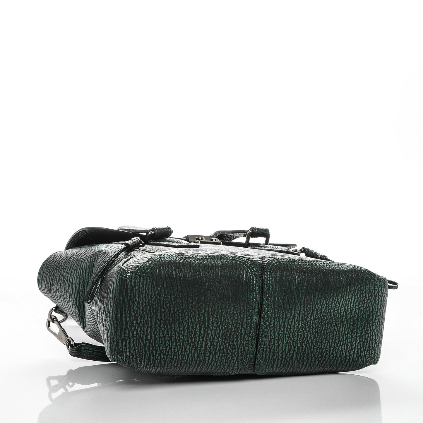3.1 Metallic Textured Calfskin Medium Pashli Satchel Green