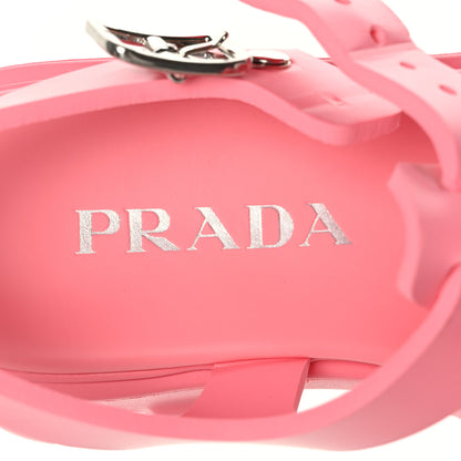 Prada Foam Rubber Metal Triangle Logo Monolith 55mm Cage Sandals 39 Begonia 7 of 8