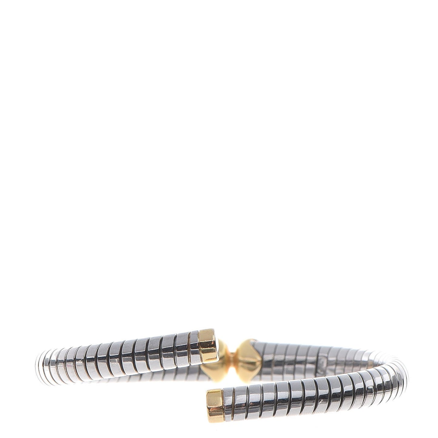 BVLGARI 18K Gold Stainless Steel Tubogas Open Hearts Bracelet