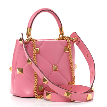 Valentino Garavani Nappa Small Roman Stud The Handle Bag Flamingo Pink 3 of 8