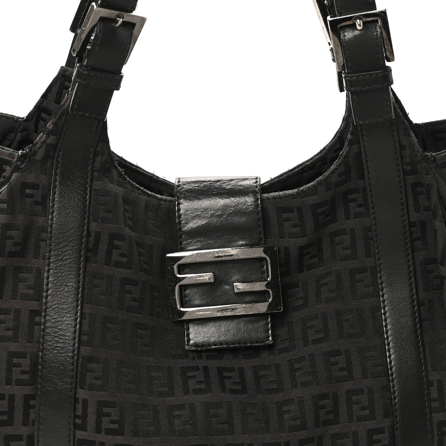 Fendi Zucchino Vitello Shoulder Bag Black Moro 7 of 12
