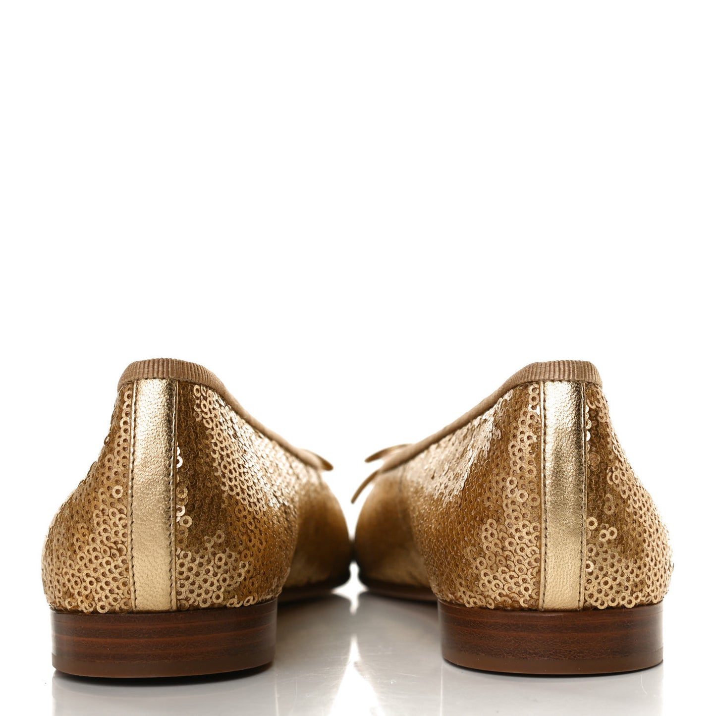 Lambskin Sequin Cap Toe Ballerina Flats 38.5 Gold