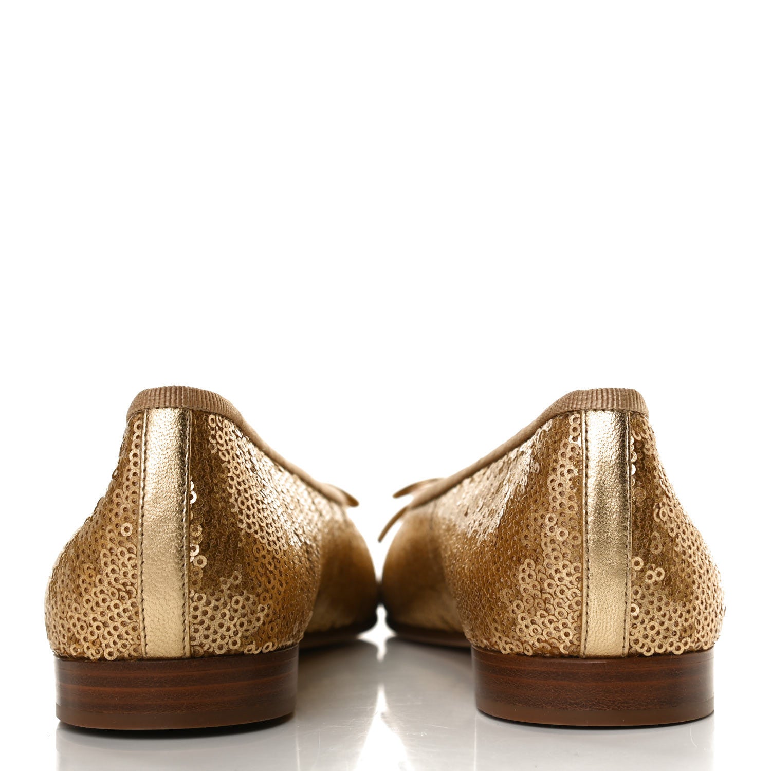 Chanel Lambskin Sequin Cap Toe Ballerina Flats 38.5 Gold 6 of 12
