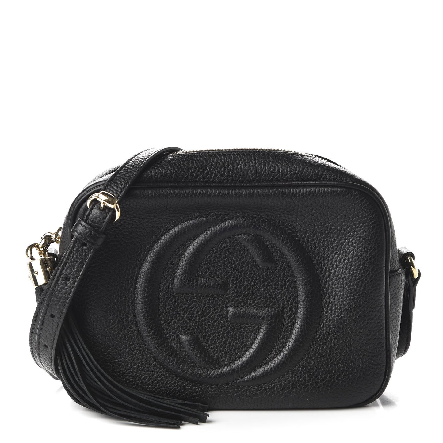 Pebbled Calfskin Small Soho Disco Bag Black