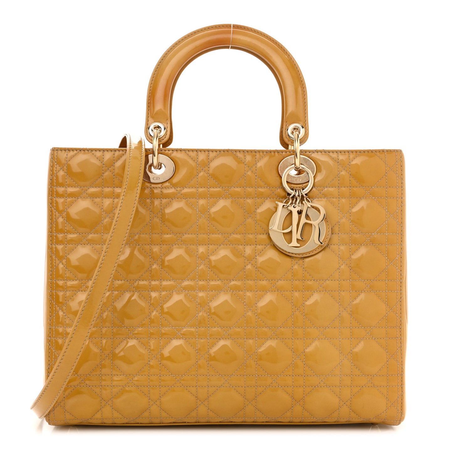 Patent Cannage Large Lady Dior Dark Beige