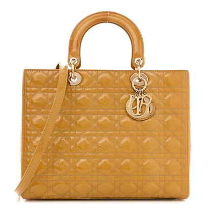 Christian Dior Patent Cannage Large Lady Dior Dark Beige 1 of 12