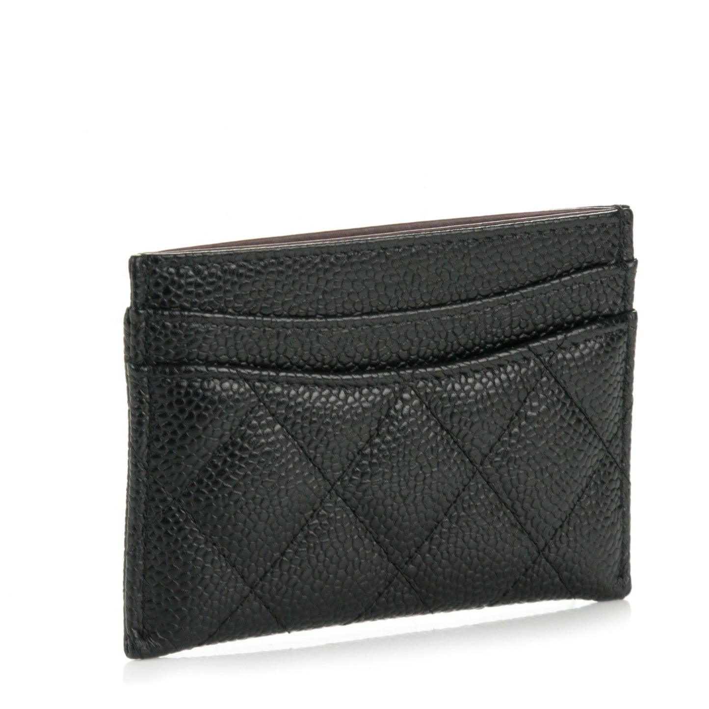 Caviar Quilted Card Holder Black