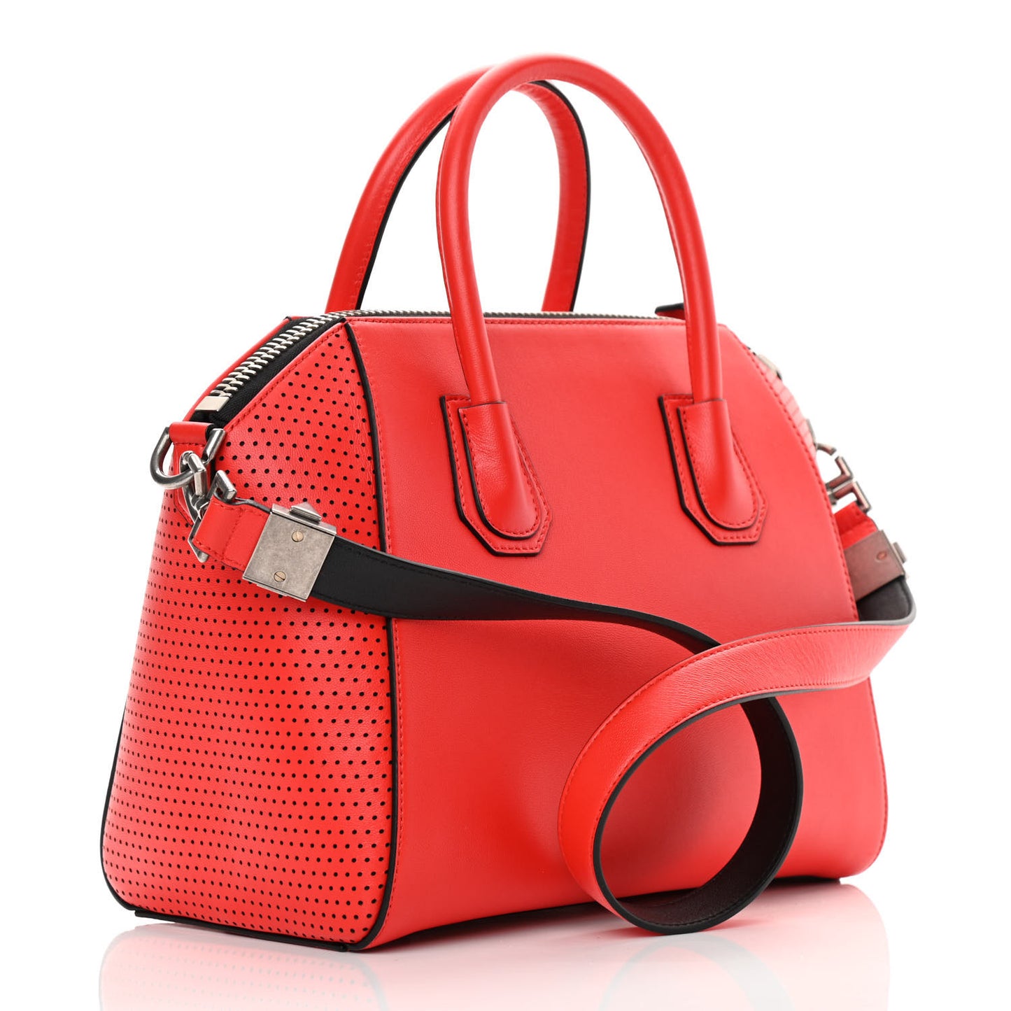 Lambskin Perforated Small Antigona Pop Red