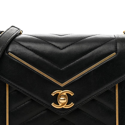 Chanel Lambskin Reversed Chevron Quilted Flap Black 5 of 11