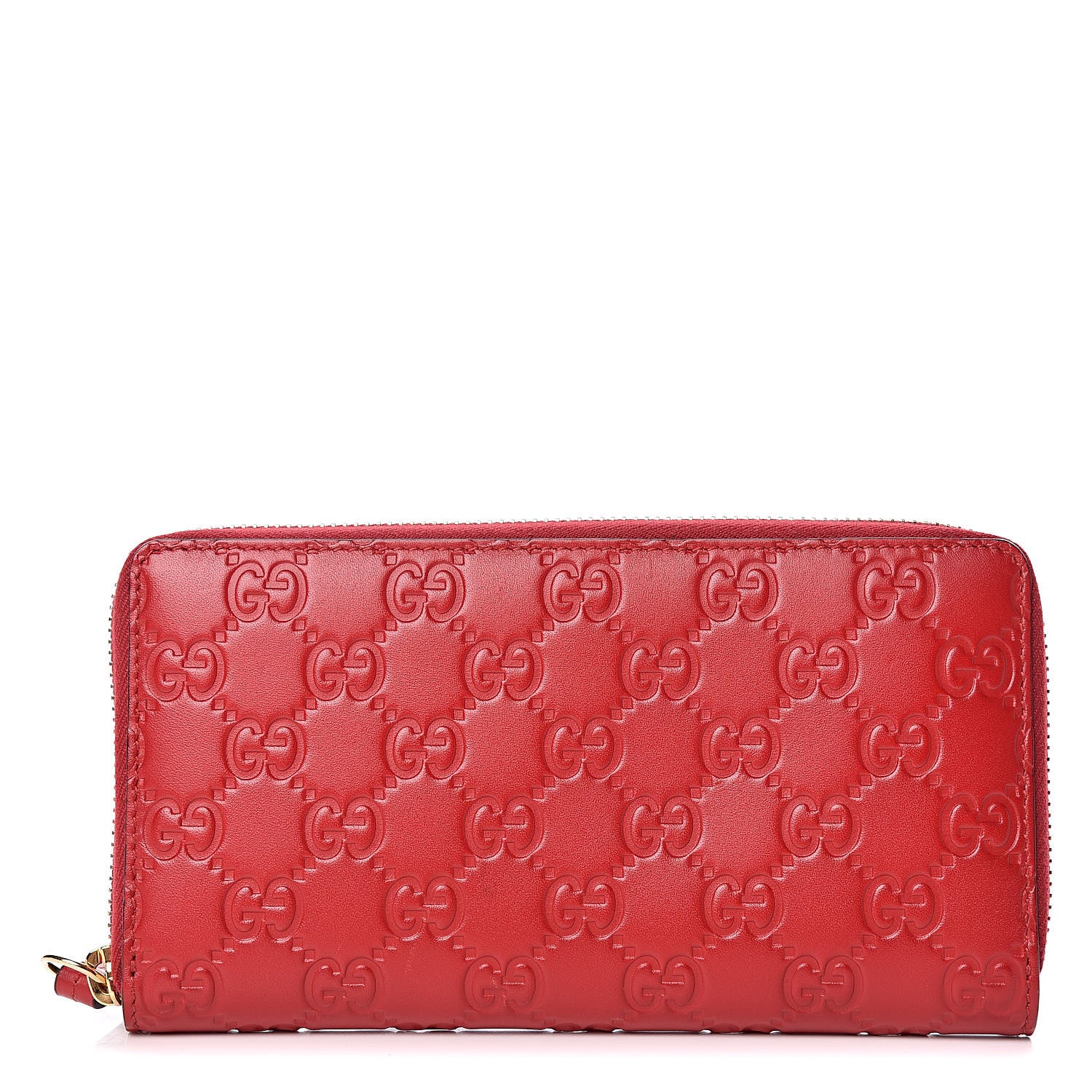 Gucci Guccissima Signature Zip Around Wallet Hibiscus Red 413398 ...