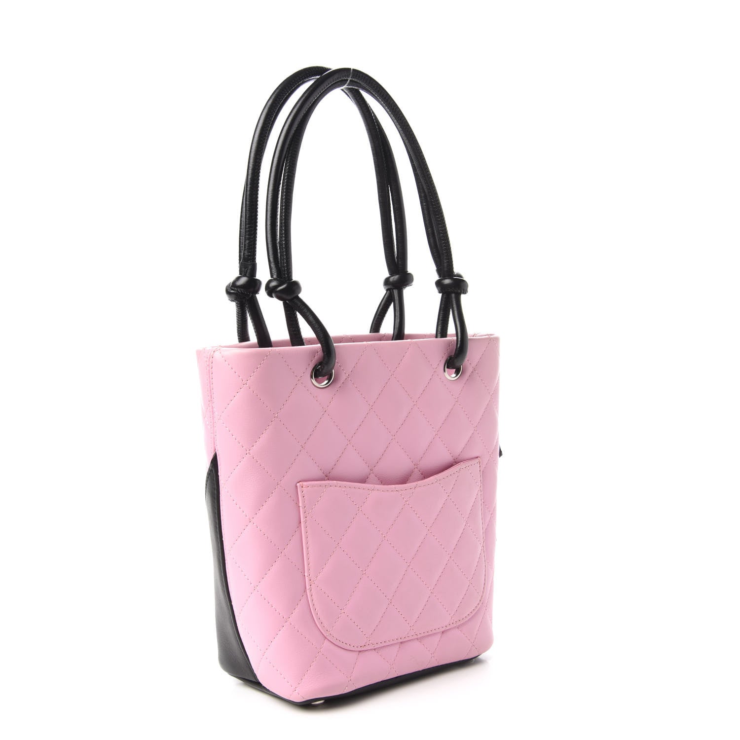 Chanel Calfskin Quilted Small Cambon Tote Pink Black 3 of 11