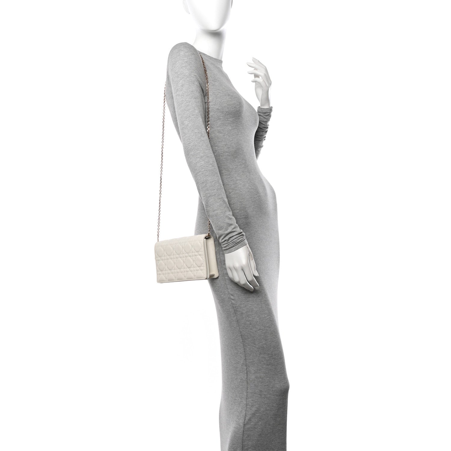 Christian Dior Lambskin Cannage Lady Dior Pouch Latte 2 of 11