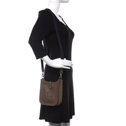 Hermes Taurillon Clemence Amazone Evelyne TPM Etoupe Bleu Indigo 2 of 11