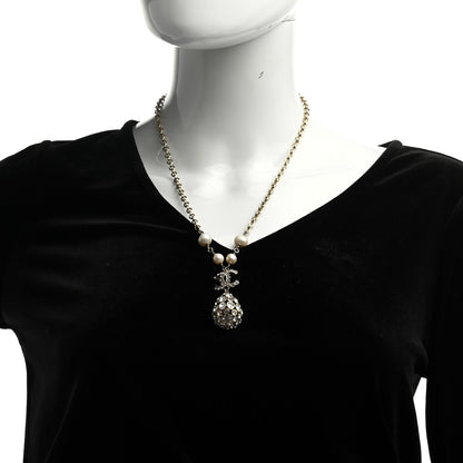 Chanel Crystal Pearl CC Teardrop Pendant Necklace Gold 2 of 5