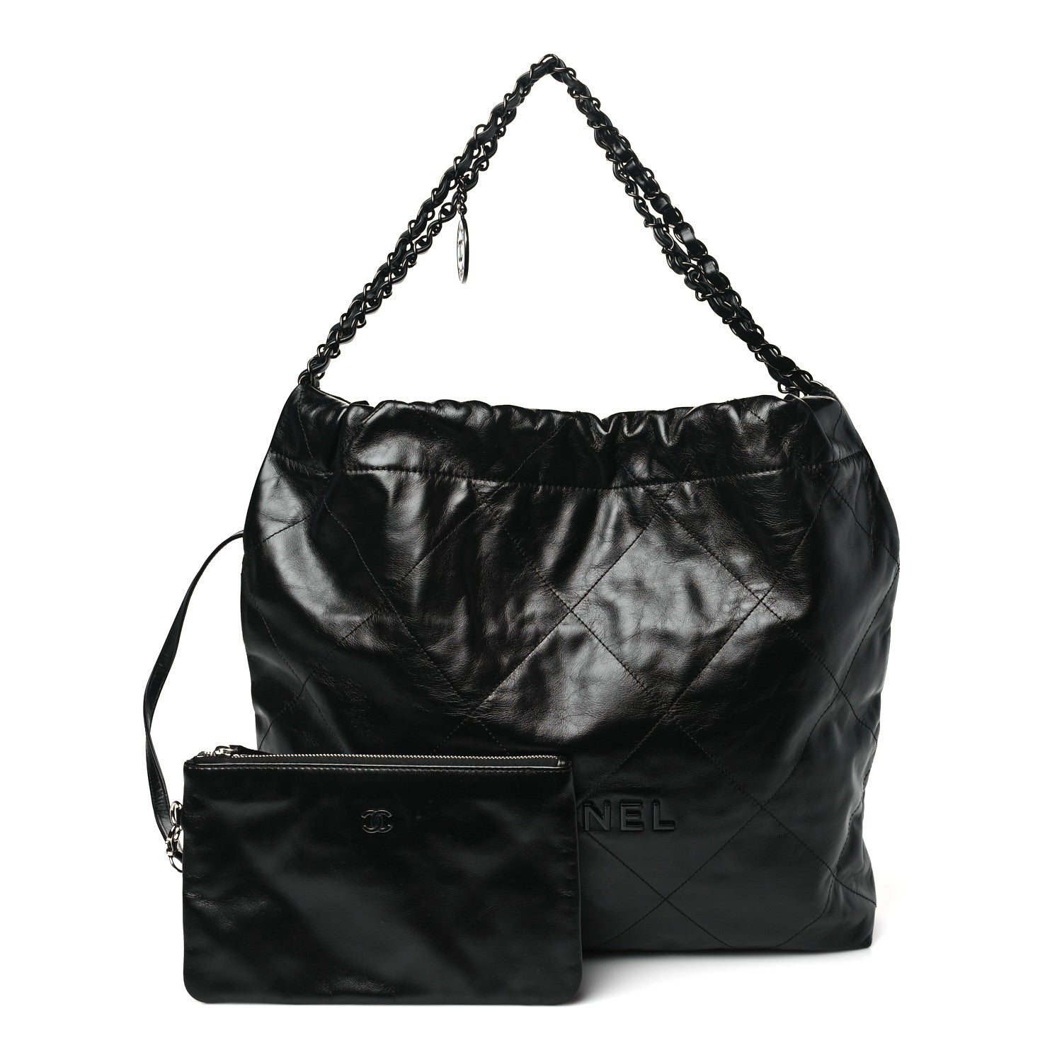 Chanel Shiny Calfskin Quilted Large Chanel 22 So Black 3 of 11