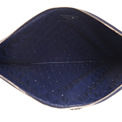 Chanel Lambskin Quilted Large Boy Cosmetic Case Navy 5 of 7